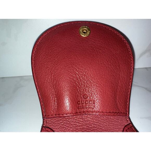 Gucci Studded GG Logo Leather Card Case - Red - Picture 2 of 7